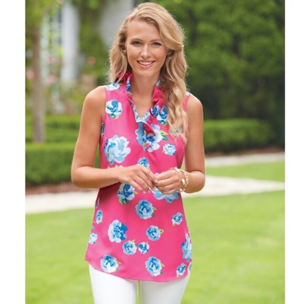 Mud Pie Whitney Ruffle Floral Tank